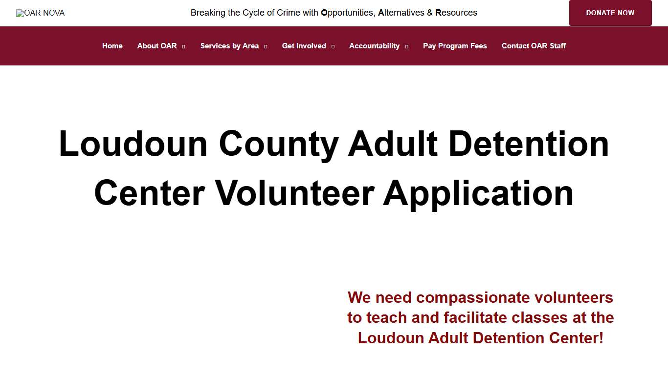 Loudoun County Adult Detention Center Volunteers OAR NOVA