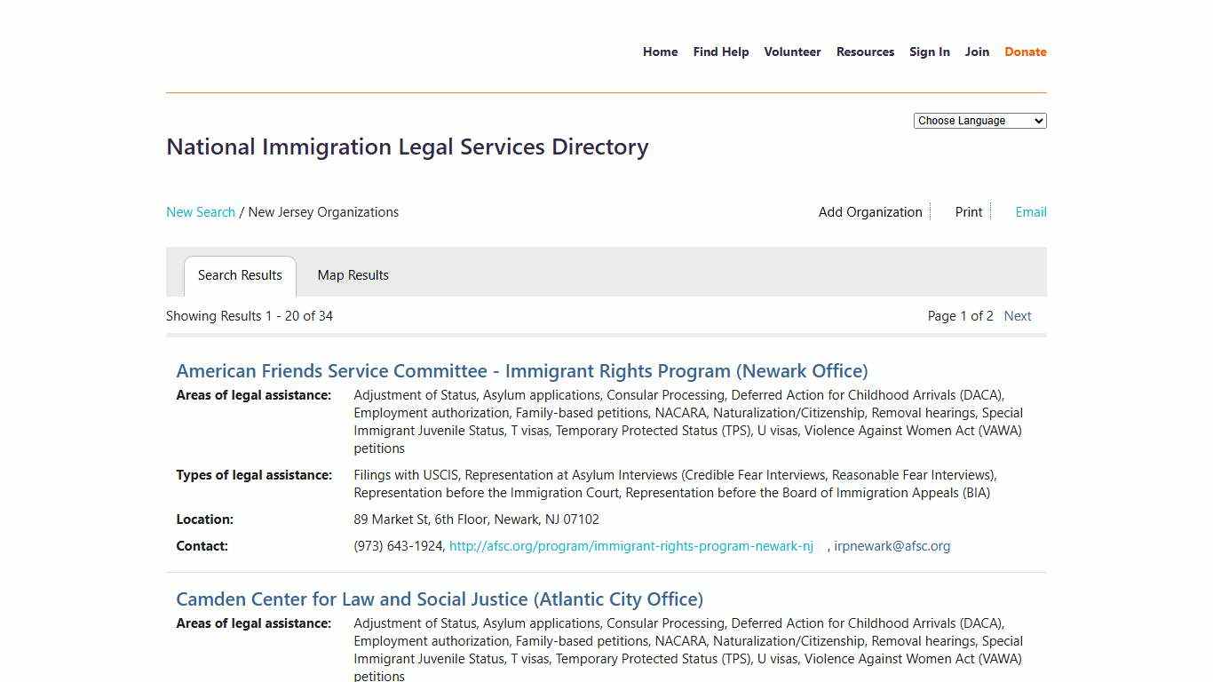 New Jersey Organizations - National Immigration Legal Services Directory - Immigration Advocates Network